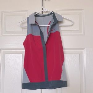 Nike Women's Sleeveless Polo Tank Top in Red and Gray